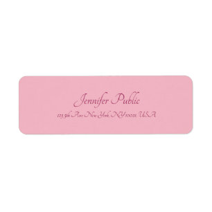Étiquette Calligraphie Script Texte Élégant Pink Plain Moder