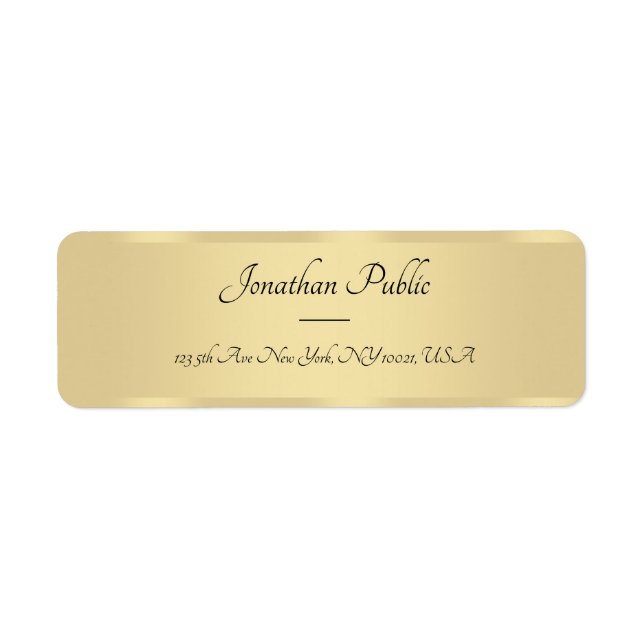 Étiquette Calligraphie Script Texte Faux Gold Modèle Élégant (Devant)