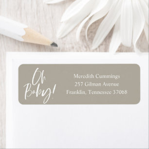Étiquette Calligraphie simple Baby shower neutre entre les s