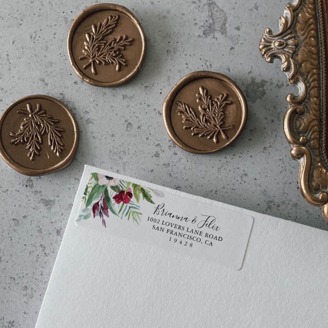 Étiquette Calligraphie Tropical Coloured Adresse de retour (Créateur téléchargé)