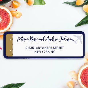 Étiquette Calligraphy Boarding Pass Mariage Adresse de retou
