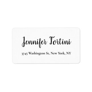 Étiquette Calligraphy Elegant Black & White Plain Simple