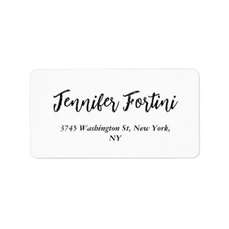 Étiquette Calligraphy Elegant Black & White Plain Simple