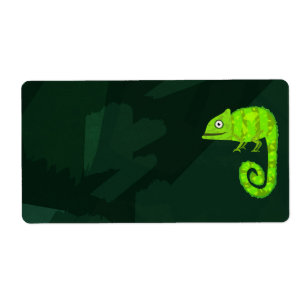 Étiquette Caméléon vert mignon