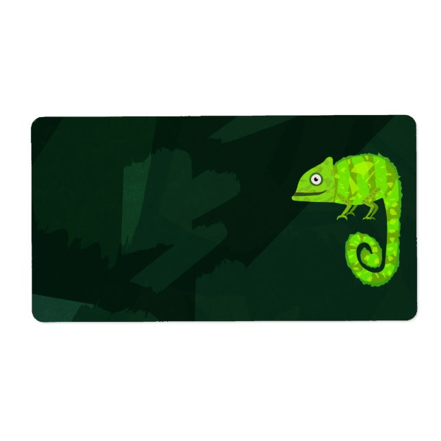 Étiquette Caméléon vert mignon (Devant)