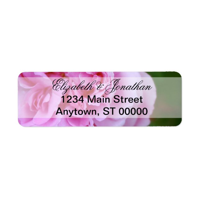 Étiquette Camellia rose et Mariage de ruban (Devant)