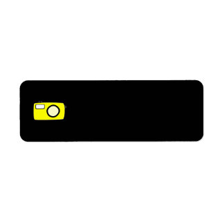 Étiquette Caméra Jaune Lumineuse. Sur le noir.