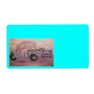 Étiquette camion de patine bleue antique