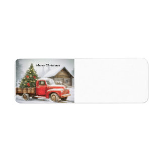 Étiquette Camion de ramassage avec arbre de Noël