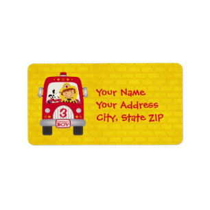 Étiquette Camion d'incendie Enfant d'anniversaire