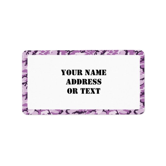 Étiquette Camouflage rose/pourpre en bois - avec blanc (Devant)