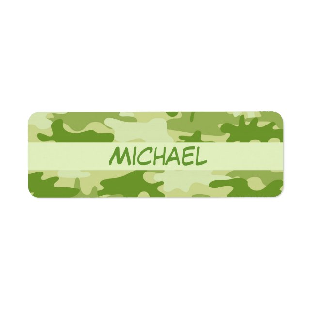 Étiquette Camouflage vert foncé en olive Nom Personnalisé (Devant)
