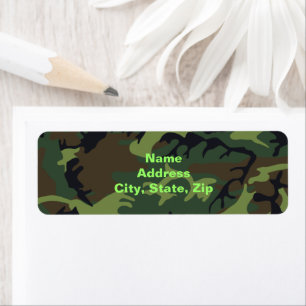 Étiquette Camouflage vert militaire Adresse de retour