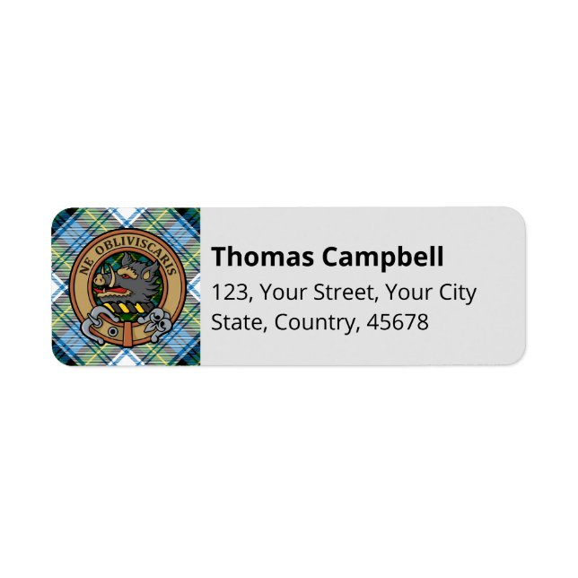 Étiquette Campbell Crest au-dessus de Tartan (Devant)
