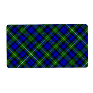 Étiquette Campbell tartan bleu vert plaid