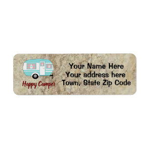 Étiquette Camping Happy Camper Adresse de retour personnalis