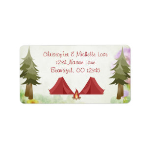 Étiquette Camping, Tentes et feu de camp, Woodland Adresse