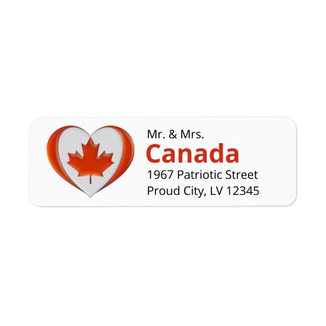 Étiquette Canada Drapeau Coeur Maple Leaf Liberté Patriotiqu (Devant)