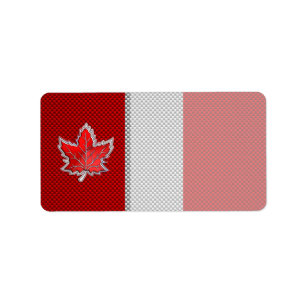 Étiquette Canadian Red Maple Leaf on Carbon Fiber Print