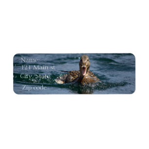 Étiquette Canard avec bec ouvert