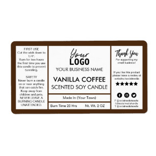 Étiquette Candle de Brown And White Coffee