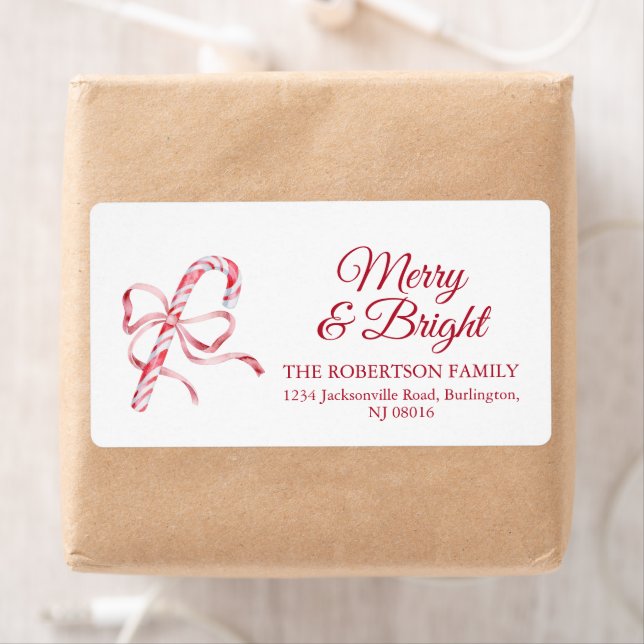 Étiquette Candy Cane Christmas Shipping Label (En situation)