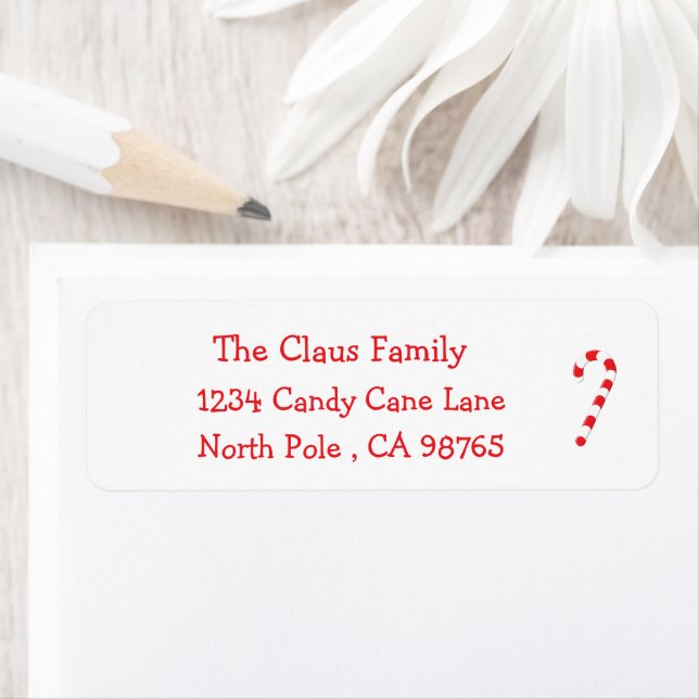 Étiquette Candy Cane White Holiday Return Address Label (En situation)