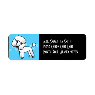 Étiquette Caniche blanc mignon - bleu et noir