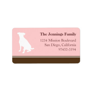 Étiquette Canine animal de compagnie silhouette rose retour