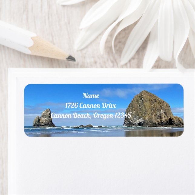 Étiquette Cannon Beach Oregon Haystack Rock (En situation)