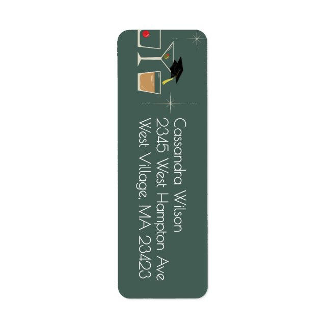 Étiquette Cap and Cocktail Graduation Party (Devant)