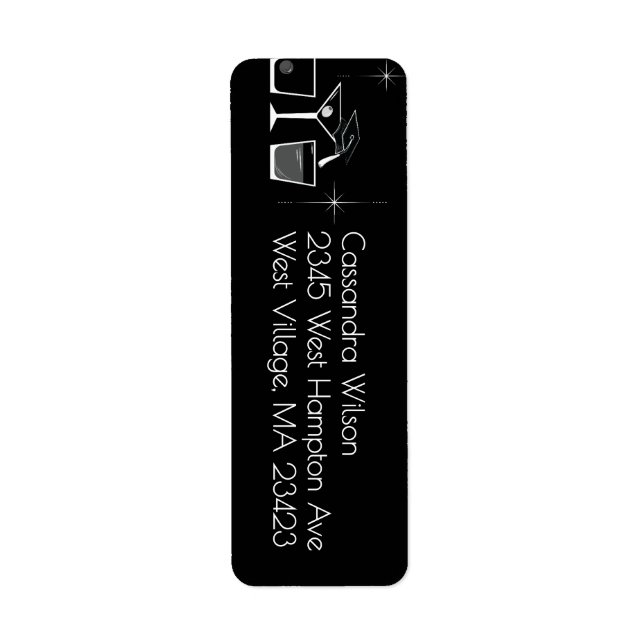 Étiquette Cap and Cocktail Graduation Party Black (Devant)