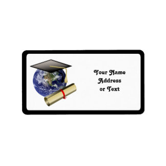 Étiquette Cap de diplôme sur Terre avec diplôme