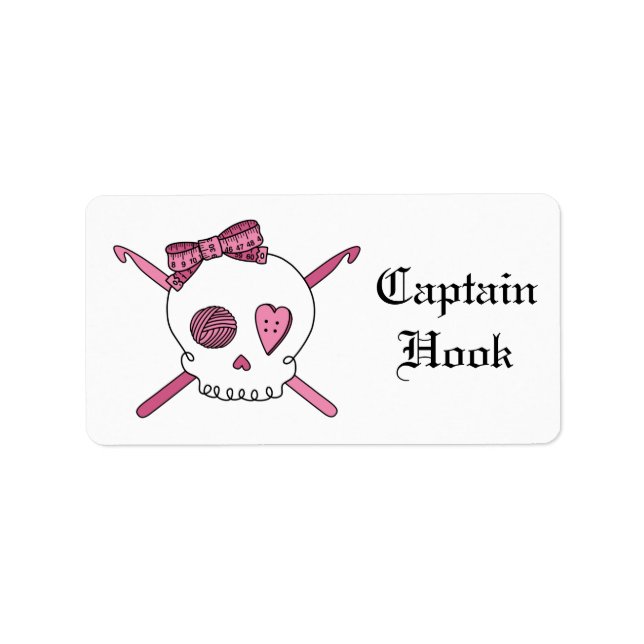 Étiquette Capitaine Hook - Crâne Crochet (Bow à cheveux) (Devant)