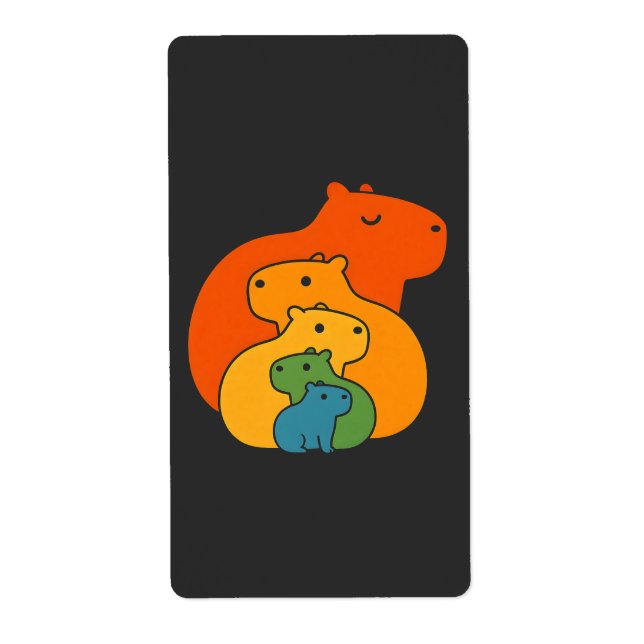 Étiquette Capybaras arc-en-ciel (Devant)