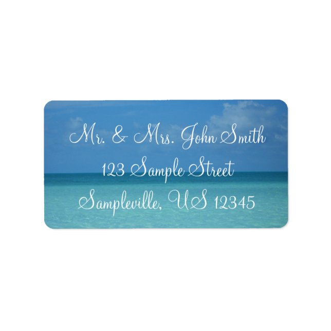 Étiquette Caraïbes Horizon Tropical Turquoise Bleu (Devant)