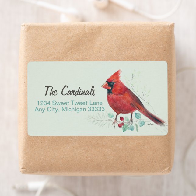 Étiquette Cardinal rouge du Nord (En situation)