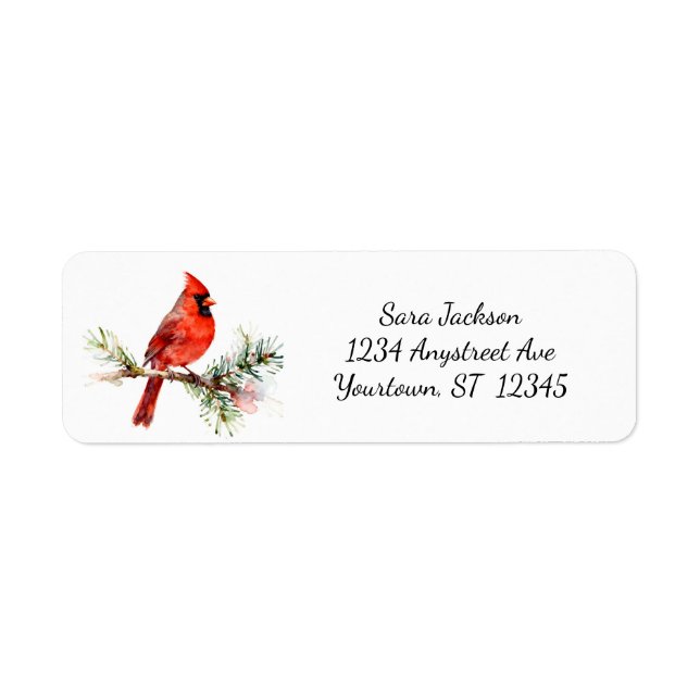Étiquette Cardinal sur branche de sapin (Devant)
