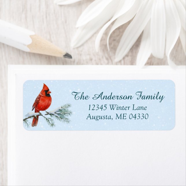 Étiquette Cardinal Sympathy Holiday Return Address Label  (En situation)