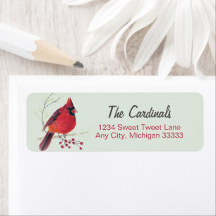 Étiquette Cardinal Watercolor Art Return Adresse Label
