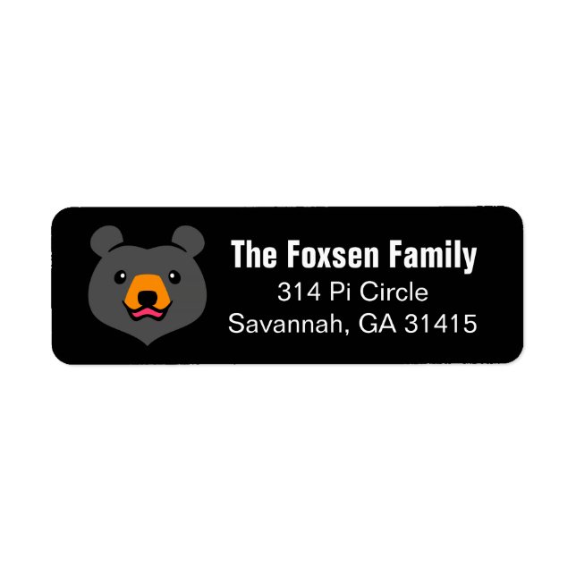 Étiquette Caricature Amoureux des animaux de Kawaii Ours noi (Devant)