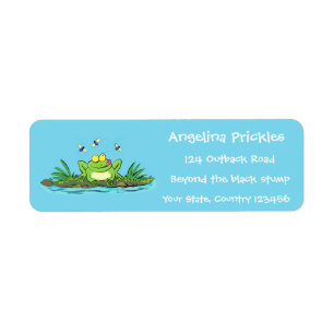 Étiquette Caricature de grenouille vert mignon