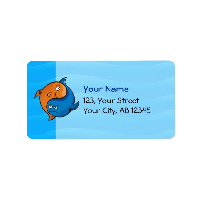 Étiquette Caricature de poisson Yin Yang (Devant)