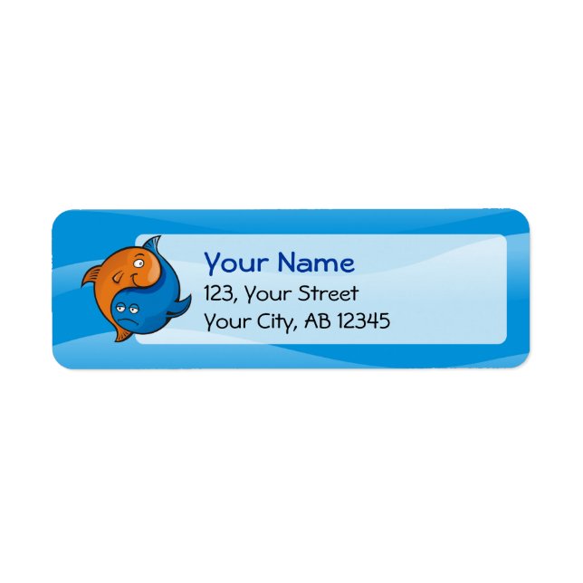 Étiquette Caricature de poisson Yin Yang (Devant)