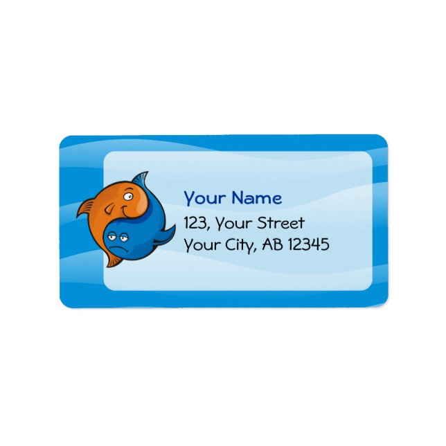 Étiquette Caricature de poisson Yin Yang (Devant)