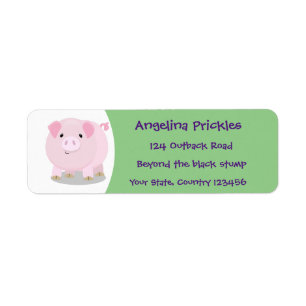 Étiquette Caricature de porc mignon rose pot vendue