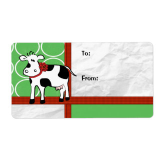 Étiquette Caricature de vache de Noël Holstein