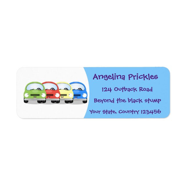 Étiquette Caricature de voitures Cute kawaii (Devant)