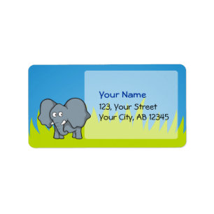Étiquette Caricature d'éléphant gris