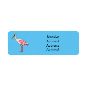 Étiquette Caricature d'oiseau de spatule de rose